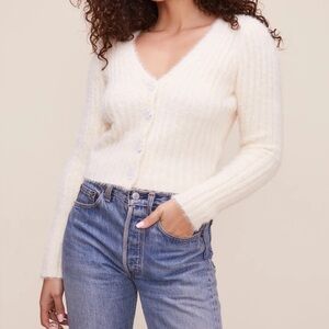 Astr Fuzzy Knit Cardigan Sweater